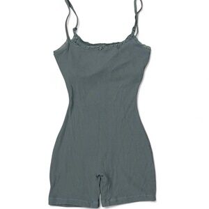 SKIMS Women’s Stretch Ribbed Romper Bodysuit - Slate Blue